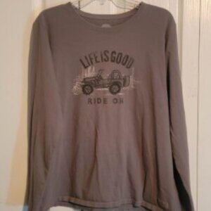 Life is Good Ride On Jeep Graphic Long Sleeve T-Shirt Women’s XL NWOT 23x25